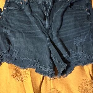 American Eagle Outfitters Blue Jean Shorts Distressed Frayed Hem